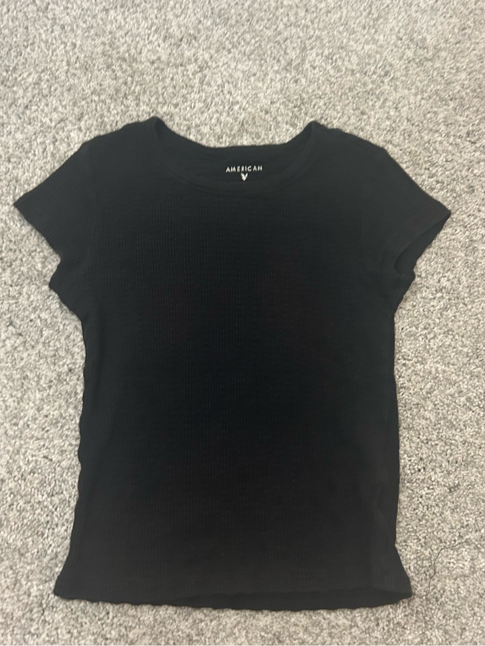 Black Ribbed Short Sleeve Tee